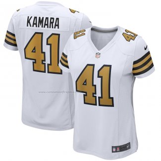 Camiseta NFL Game Mujer New Orleans Saints Alvin Kamara Alterno Blanco