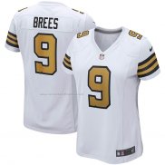 Camiseta NFL Game Mujer New Orleans Saints Drew Brees Alterno Blanco