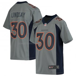 Camiseta NFL Game Nino Denver Broncos Phillip Lindsay Inverted Gris