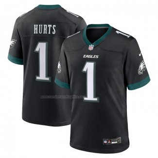 Camiseta NFL Game Philadelphia Eagles Jalen Hurts Alterno Negro2