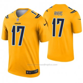 Camiseta NFL Legend Los Angeles Chargers 17 Philip Rivers Inverted Oro