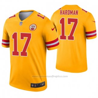 Camiseta NFL Legend Kansas City Chiefs 17 Mecole Hardman Inverted Oro