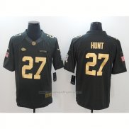 Camiseta NFL Anthracite Kansas City Chiefs 27 Hunt Limited Gold Negro