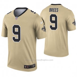 Camiseta NFL Legend New Orleans Saints 9 Drew Brees Inverted Oro